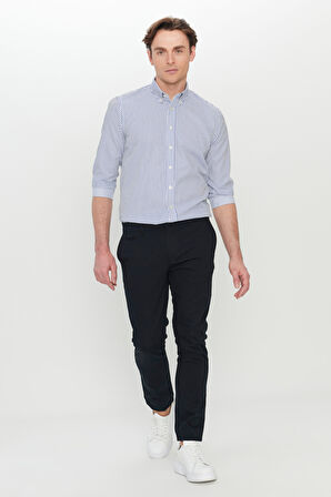 Pamuklu Slim Fit Dar Kesim Armürlü Yan Cepli Esnek Casual Pantolon