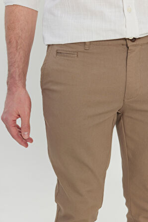 Pamuklu Slim Fit Dar Kesim Armürlü Yan Cepli Esnek Casual Pantolon