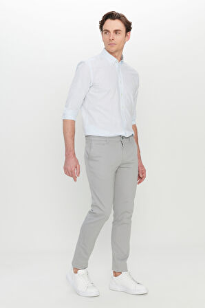 Pamuklu Slim Fit Dar Kesim Armürlü Yan Cepli Esnek Casual Pantolon