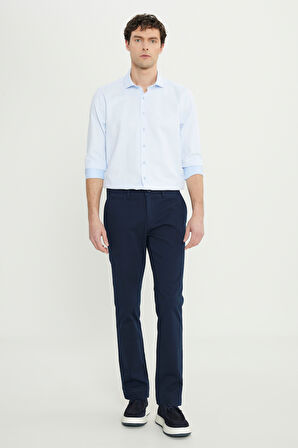 Pamuklu Slim Fit Dar Kesim Armürlü Yan Cepli Esnek Casual Pantolon