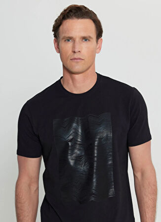 Altınyıldız Classics Bisiklet Yaka Baskılı Siyah Erkek T-Shirt ACE091252408_SYH