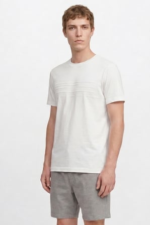 Pamuklu Slim Fit Dar Kesim Bisiklet Yaka Baskılı Esnek Tişört