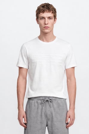 Pamuklu Slim Fit Dar Kesim Bisiklet Yaka Baskılı Esnek Tişört