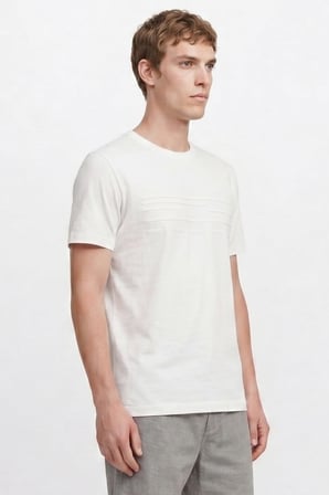 Pamuklu Slim Fit Dar Kesim Bisiklet Yaka Baskılı Esnek Tişört