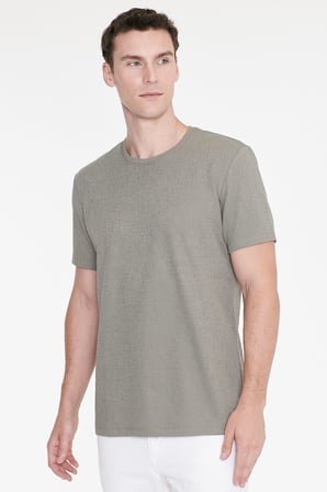 Pamuklu Slim Fit Bisiklet Yaka Jakarlı Esnek Tişört