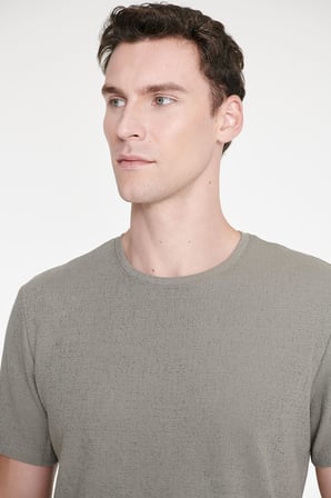 Pamuklu Slim Fit Bisiklet Yaka Jakarlı Esnek Tişört