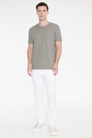 Pamuklu Slim Fit Bisiklet Yaka Jakarlı Esnek Tişört