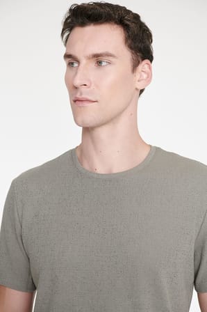 Pamuklu Slim Fit Bisiklet Yaka Jakarlı Esnek Tişört