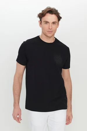 Pamuklu Slim Fit Dar Kesim Baskılı Esnek Tişört