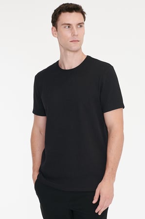 Pamuklu Slim Fit Bisiklet Yaka Jakarlı Esnek Tişört