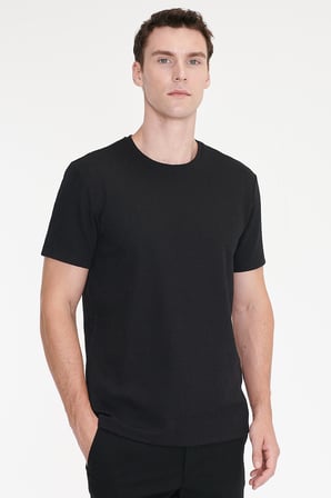 Pamuklu Slim Fit Bisiklet Yaka Jakarlı Esnek Tişört