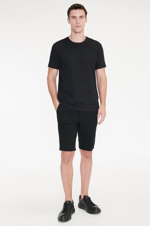 Pamuklu Slim Fit Bisiklet Yaka Jakarlı Esnek Tişört