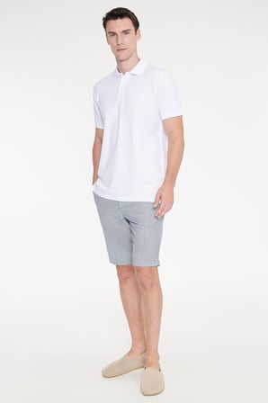 Slim Fit Dar Kesim Yan Cepli Gofre Desenli Esnek Şort
