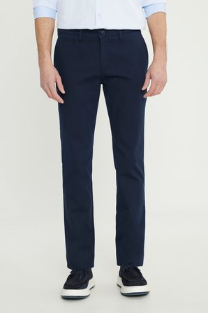 Pamuklu Slim Fit Armürlü Yan Cepli Esnek Casual Pantolon