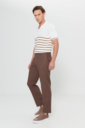 Pamuklu Comfort Fit Yan Cepli Armürlü Casual Esnek Pantolon