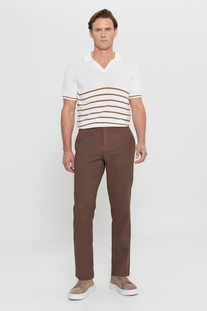 Pamuklu Comfort Fit Yan Cepli Armürlü Casual Esnek Pantolon