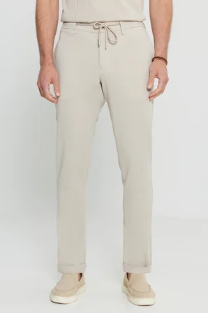 Slim Fit Beli Bağlamalı Yan Cep Esnek Casual Pantolon
