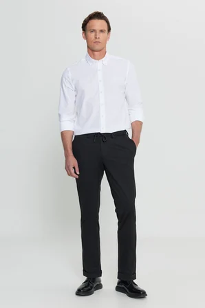 Slim Fit Beli Bağlamalı Yan Cep Esnek Casual Pantolon