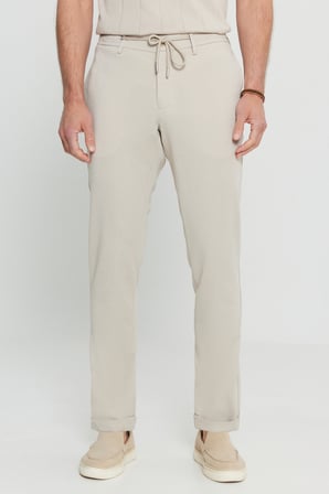 Slim Fit Beli Bağlamalı Yan Cep Esnek Casual Pantolon