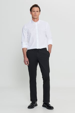 Slim Fit Beli Bağlamalı Yan Cep Esnek Casual Pantolon