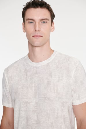 Pamuklu Slim Fit Dar Kesim Bisiklet Yaka Baskılı Tişört