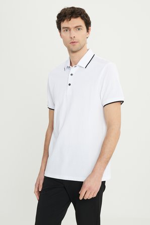 %100 Pamuk Slim Fit Dar Kesim Polo Yaka Jakarlı Tişört