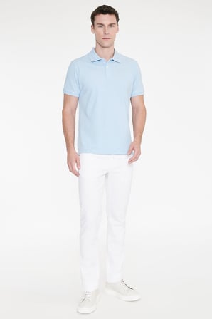 Slim Fit Dar Kesim %100 Pamuk Polo Yaka Kısa Kollu Tişört