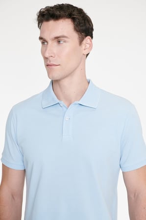 Slim Fit Dar Kesim %100 Pamuk Polo Yaka Kısa Kollu Tişört