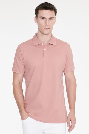 Slim Fit Dar Kesim %100 Pamuk Polo Yaka Kısa Kollu Tişört