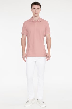 Slim Fit Dar Kesim %100 Pamuk Polo Yaka Kısa Kollu Tişört