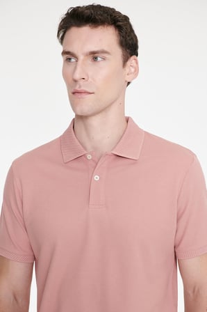 Slim Fit Dar Kesim %100 Pamuk Polo Yaka Kısa Kollu Tişört