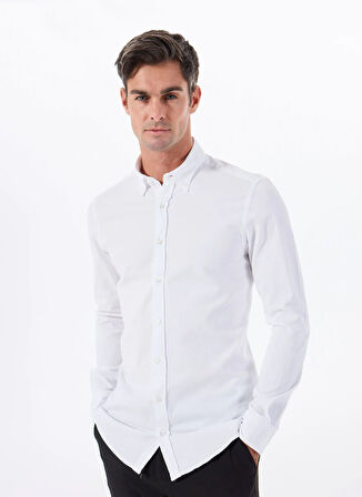 Altınyıldız Classics Slim Fit Düğmeli Yaka Beyaz Erkek Gömlek ACE020252222_BYZ
