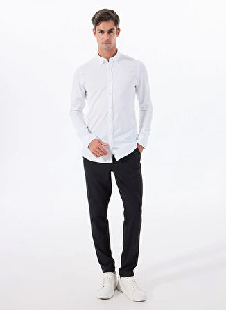 Altınyıldız Classics Slim Fit Düğmeli Yaka Beyaz Erkek Gömlek ACE020252222_BYZ