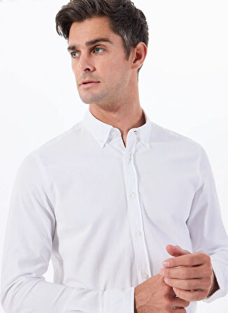 Altınyıldız Classics Slim Fit Düğmeli Yaka Beyaz Erkek Gömlek ACE020252222_BYZ
