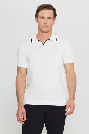 %100 Pamuk Standart Fit Normal Kesim Polo Yaka Triko Tişört