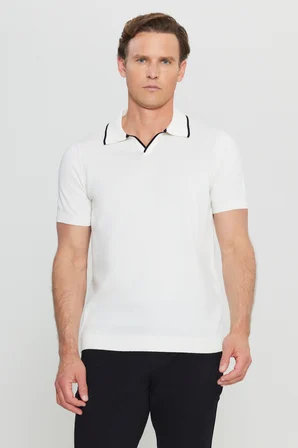 %100 Pamuk Standart Fit Normal Kesim Polo Yaka Triko Tişört