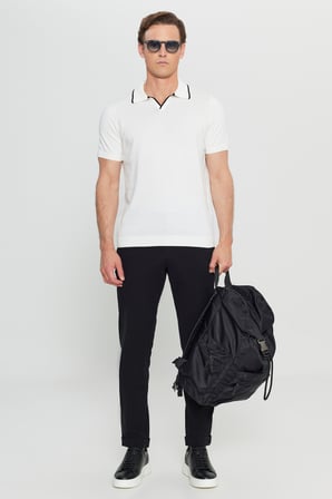 %100 Pamuk Standart Fit Normal Kesim Polo Yaka Triko Tişört