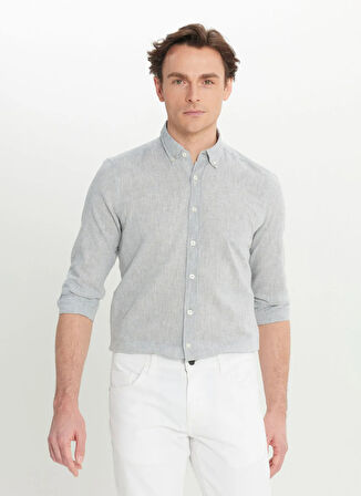 Altınyıldız Classics Slim Fit Düğmeli Yaka Gri Erkek Gömlek ACE020252224_GRI