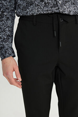 Slim Fit Dar Kesim Beli Bağlamalı Yan Cepli Esnek Pantolon