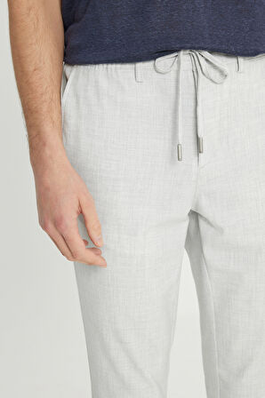 Slim Fit Dar Kesim Beli Bağlamalı Yan Cepli Esnek Pantolon