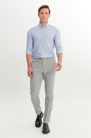 Pamuklu Slim Fit Dar Kesim Yan Cepli Diagonal Desenli Casual Pantolon