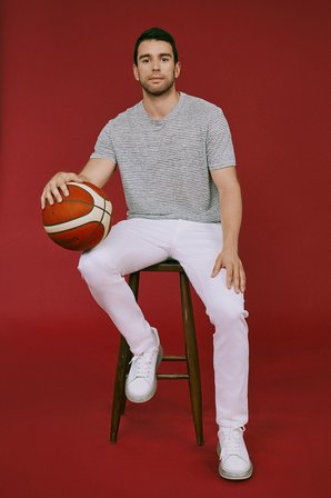 %100 Keten Slim Fit Dar Kesim Çizgili Bisiklet Yaka Tişört