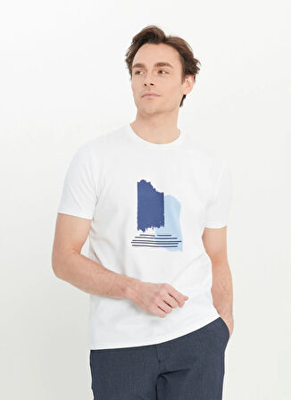 Altınyıldız Classics Bisiklet Yaka Baskılı Beyaz Erkek T-Shirt ACE091252066_BYZ