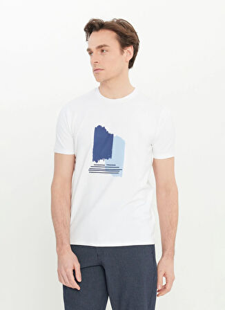 Altınyıldız Classics Bisiklet Yaka Baskılı Beyaz Erkek T-Shirt ACE091252066_BYZ