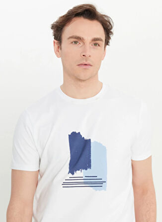 Altınyıldız Classics Bisiklet Yaka Baskılı Beyaz Erkek T-Shirt ACE091252066_BYZ