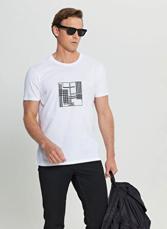 Altınyıldız Classics Bisiklet Yaka Baskılı Beyaz Erkek T-Shirt ACE091252072_BYZ