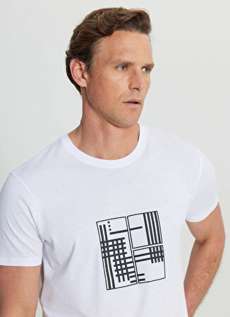 Altınyıldız Classics Bisiklet Yaka Baskılı Beyaz Erkek T-Shirt ACE091252072_BYZ