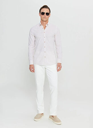 Altınyıldız Classics Slim Fit Düğmeli Yaka Bej Erkek Gömlek ACE020252168_BEJ