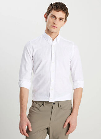 Altınyıldız Classics Slim Fit Düğmeli Yaka Beyaz Erkek Gömlek ACE020252168_BYZ