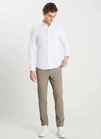 Altınyıldız Classics Slim Fit Düğmeli Yaka Beyaz Erkek Gömlek ACE020252168_BYZ